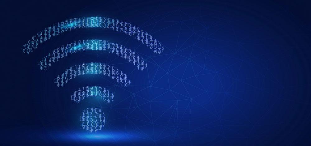 Wifi symbol made up of binary code